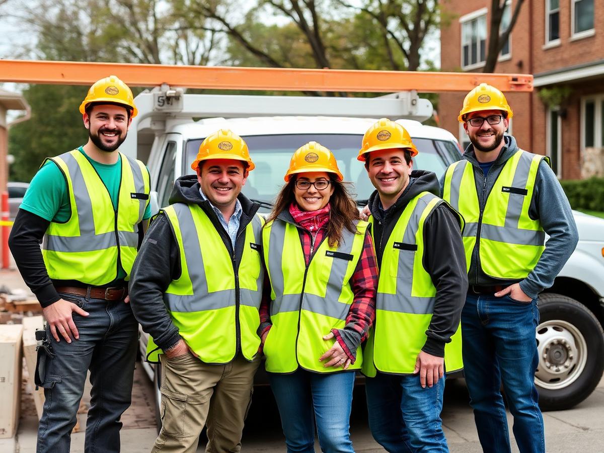 Chicago Windy City Roofing & Concrete crew in front of their work truck